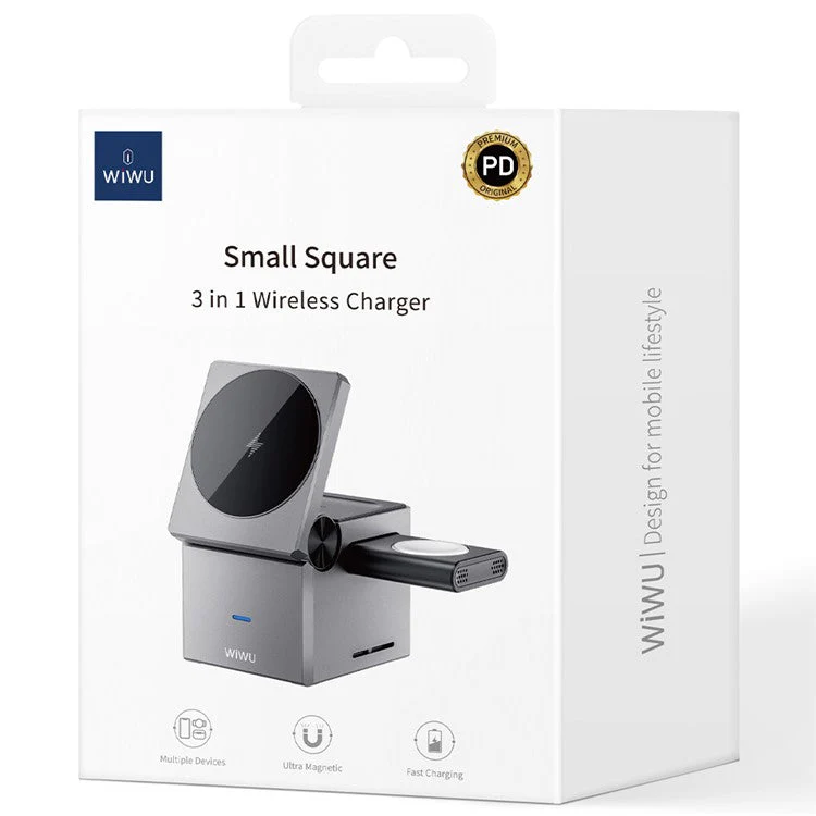 WIWU Wi-W030 For iPhone / Apple Watch / AirPods 3-in-1 Wireless Charging Stand Magnetic Wireless Charger - Image 8