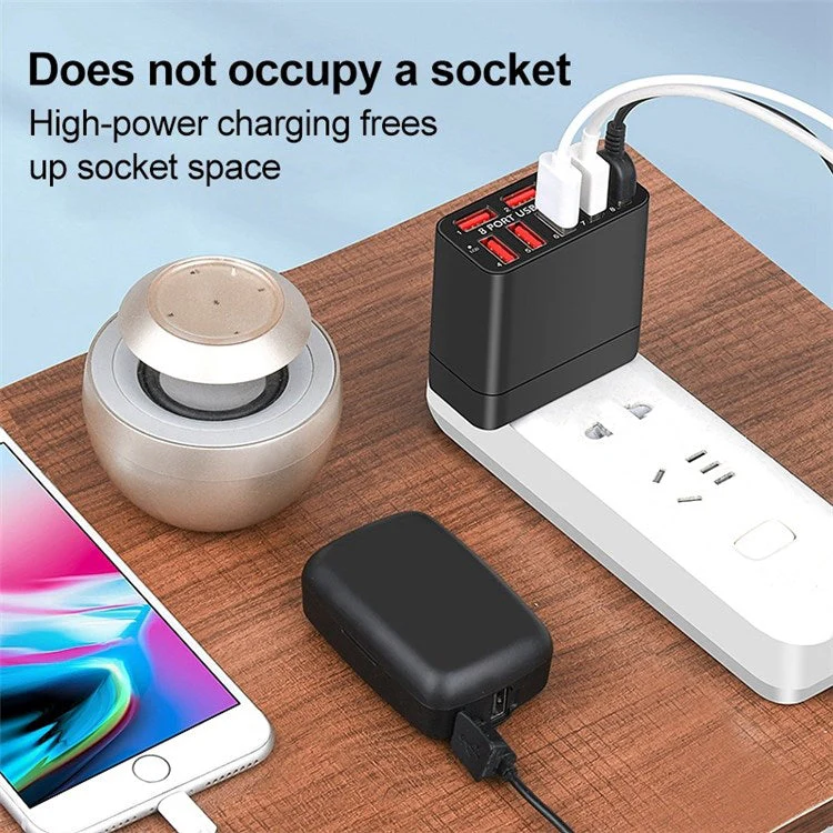 WLX-82 40W US Plug 8 Ports USB Charging Power Adapter Wall Charger for iPhone/Android Phone - Image 4