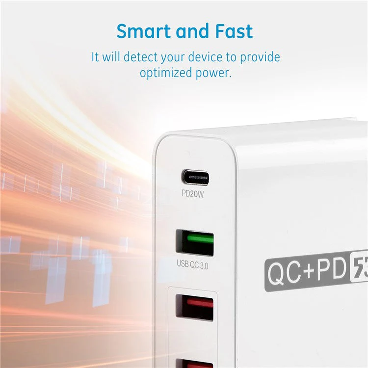 WLX-A6 PD20W+QC3.0 Multi-Port USB with PD Type-C Fast Charging Mobile Phone Power Adapter - UK Plug - Image 3