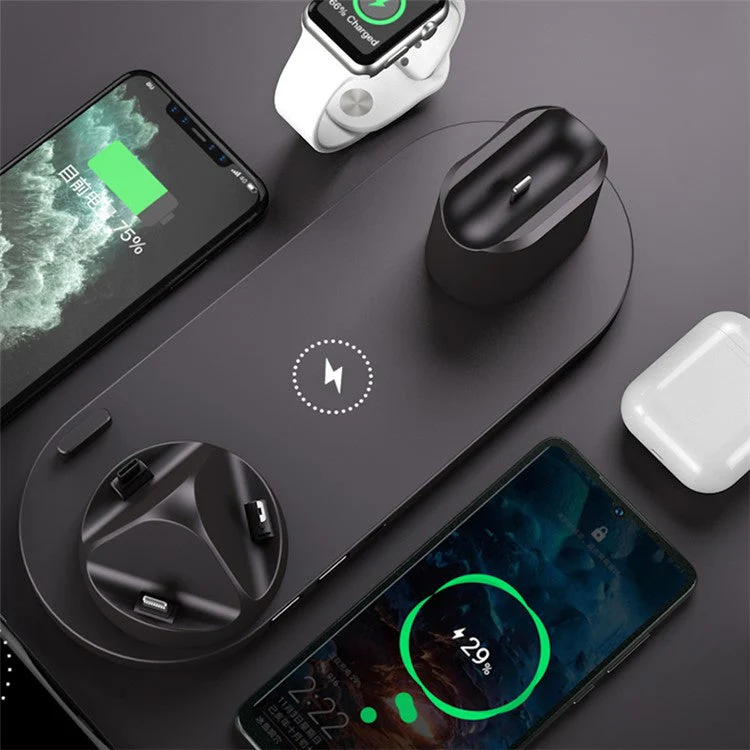 WS5 6 in 1 Wireless Multi-function Fast Charging Charger - Black - Image 3