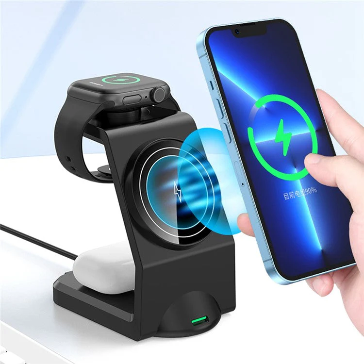 WT158 3-in-1 15W Magnetic Wireless Charger Stand Multifunctional Charging Dock Station for Phone Earphone Watch - Image 3