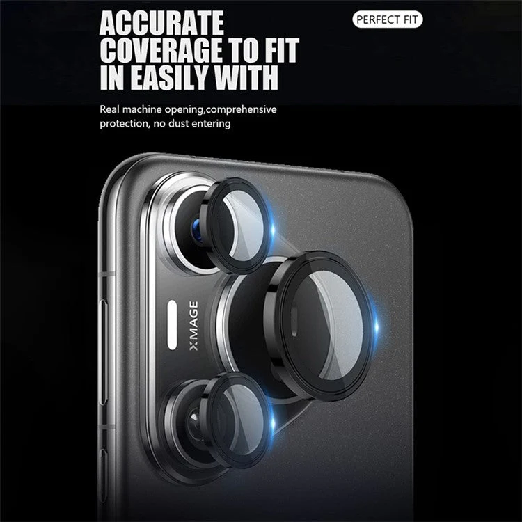X-LEVEL AR Spotlight Series For Huawei Pura 70 Pro / Pura 70 Pro+ Camera Lens Protector Set Tempered Glass - Black - Image 3