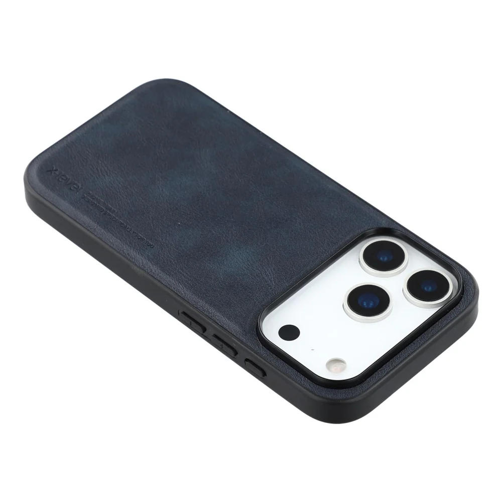 X-LEVEL Bojue-3 Series For iPhone 17 Pro Max Case Leather Coated PC + TPU Phone Back Cover - Blue - Image 5