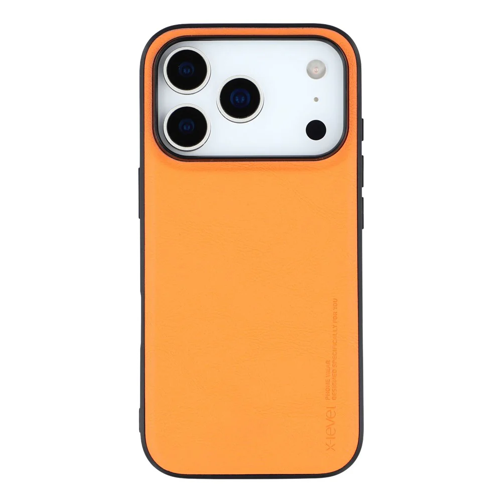 X-LEVEL Bojue-3 Series For iPhone 17 Pro Max Case Leather Coated PC + TPU Phone Back Cover - Orange - Image 3
