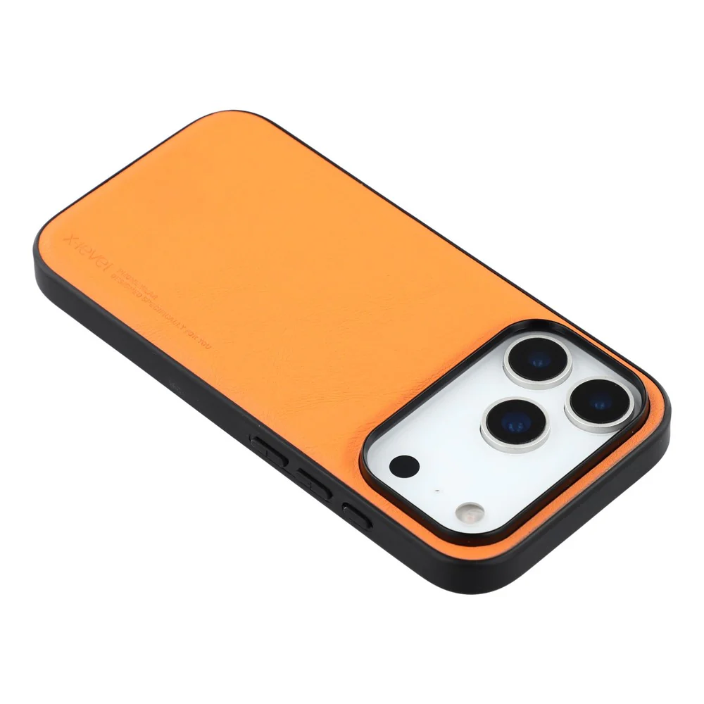 X-LEVEL Bojue-3 Series For iPhone 17 Pro Max Case Leather Coated PC + TPU Phone Back Cover - Orange - Image 5