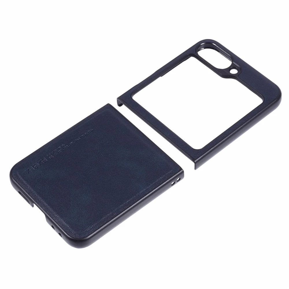 X-LEVEL Bojue-3 Series For Samsung Galaxy Z Flip7 FE 5G / Z Flip6 5G Case Leather+TPU+PC Anti-fall Cell Phone Cover - Blue - Image 3