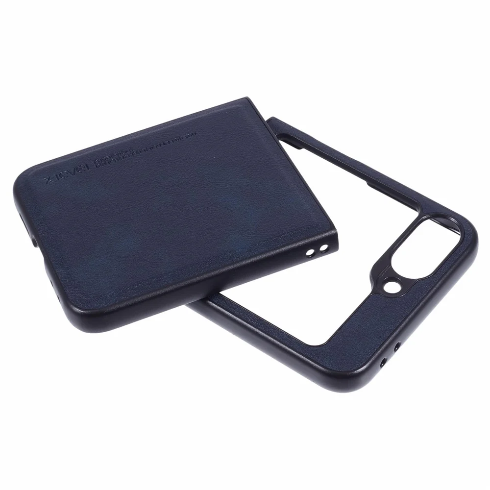 X-LEVEL Bojue-3 Series For Samsung Galaxy Z Flip7 FE 5G / Z Flip6 5G Case Leather+TPU+PC Anti-fall Cell Phone Cover - Blue - Image 5