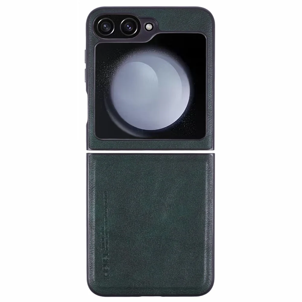 X-LEVEL Bojue-3 Series For Samsung Galaxy Z Flip7 FE 5G / Z Flip6 5G Case Leather+TPU+PC Anti-Fall Cell Phone Cover - Midnight Green