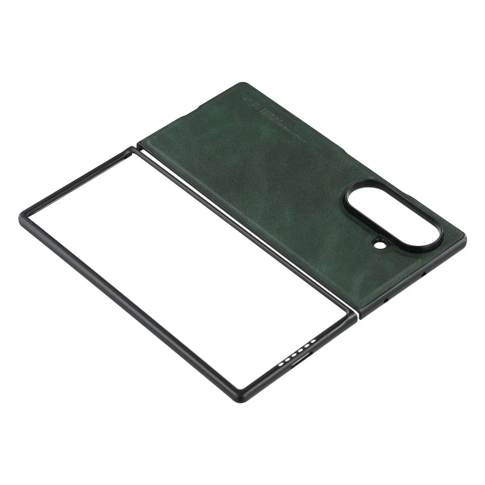 X-LEVEL Bojue-3 Series For Samsung Galaxy Z Fold7 5G Case Leather Coated PC+TPU Phone Back Cover - Midnight Green - Image 4