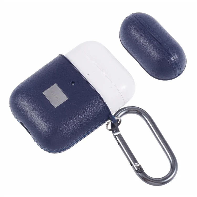 X-LEVEL For AirPods Pro 2 / AirPods Pro Earphone Case Litchi Texture PU Leather TPU Cover with Carabiner - Blue - Image 3