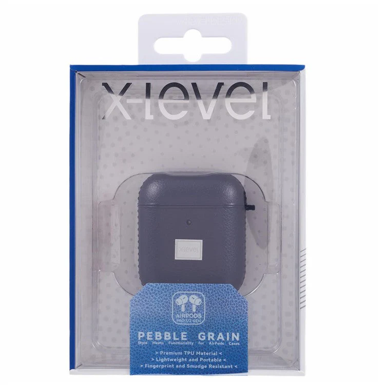 X-LEVEL For AirPods Pro 2 / AirPods Pro Earphone Case Litchi Texture PU Leather TPU Cover with Carabiner - Blue - Image 7