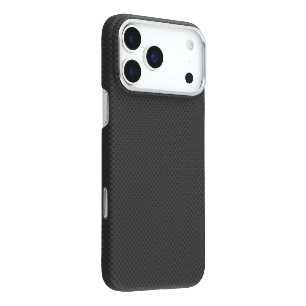 X-LEVEL For iPhone 17 Pro Max Case Compatible with MagSafe Carbon Nanofiber + Metal Lens Frame Phone Cover - Black