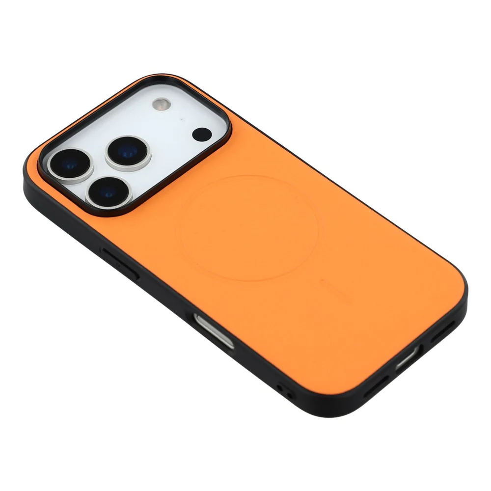 X-LEVEL For iPhone 17 Pro Max Case Compatible with MagSafe PC+TPU+PU Phone Back Cover - Orange - Image 4