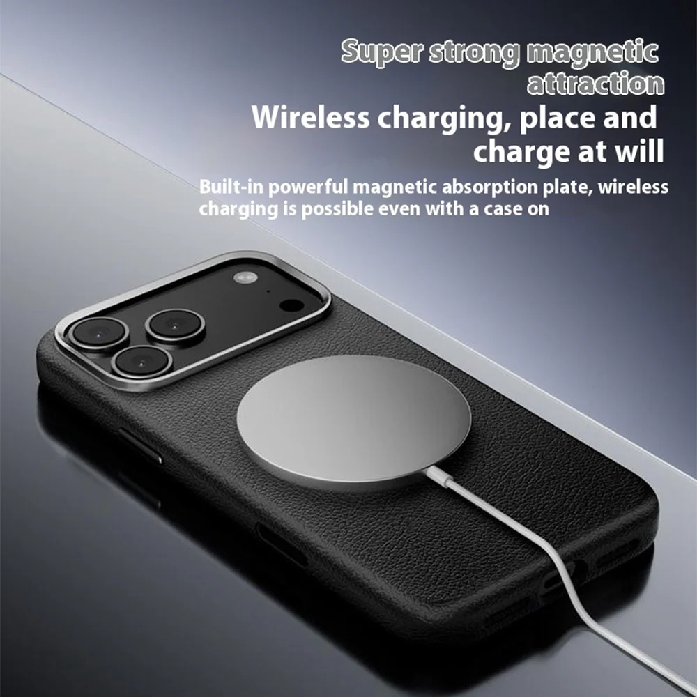 X-LEVEL For iPhone 17 Pro Max Case Compatible with MagSafe PU Leather Hard PC Phone Cover - Black - Image 4