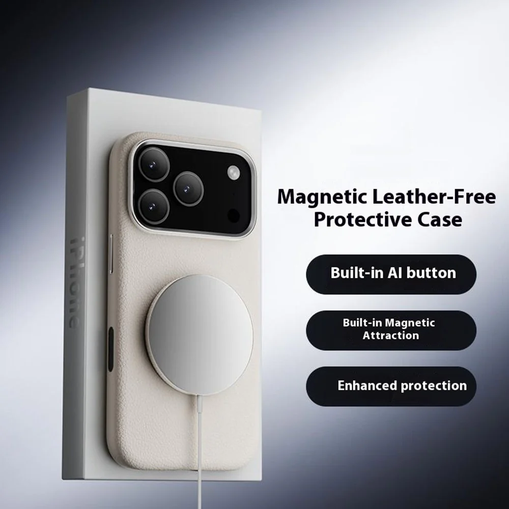 X-LEVEL For iPhone 17 Pro Max Case Compatible with MagSafe PU Leather Hard PC Phone Cover - White - Image 2