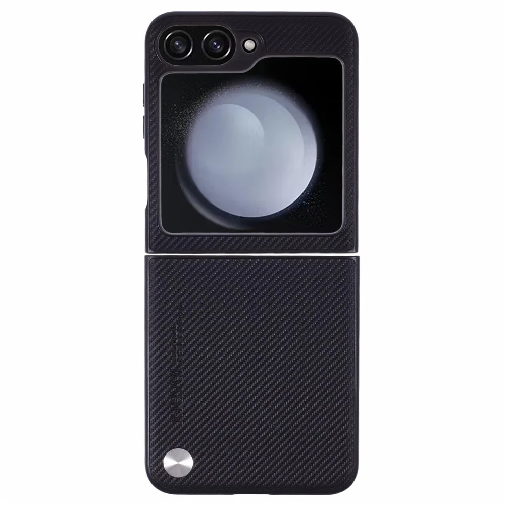 X-LEVEL Phone Case for Samsung Galaxy Z Flip7 FE 5G / Z Flip6 5G Carbon Fiber Texture PU Leather+PC Phone Cover - Black