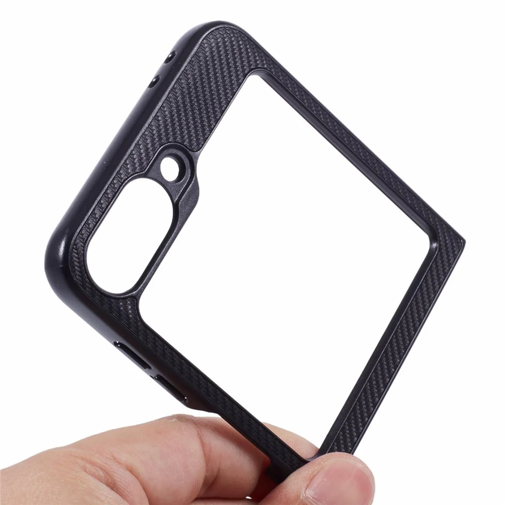 X-LEVEL Phone Case for Samsung Galaxy Z Flip7 FE 5G / Z Flip6 5G Carbon Fiber Texture PU Leather+PC Phone Cover - Black - Image 6