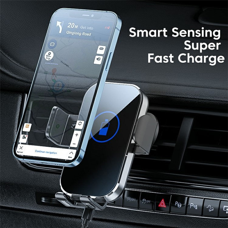 X10 15W Wireless Fast Charging Car Charger Phone Holder Mount Cell Phone Bracket Stand - Black - Image 2