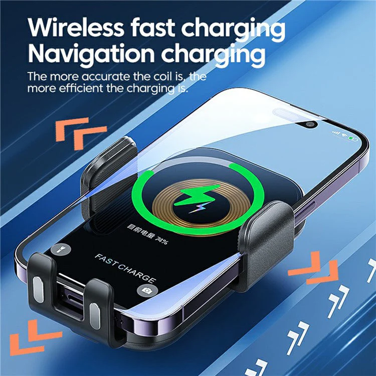 X12 Car Air Vent Touch Sensing Wireless Phone Charger Mount Cell Phone Bracket - Silver - Image 2