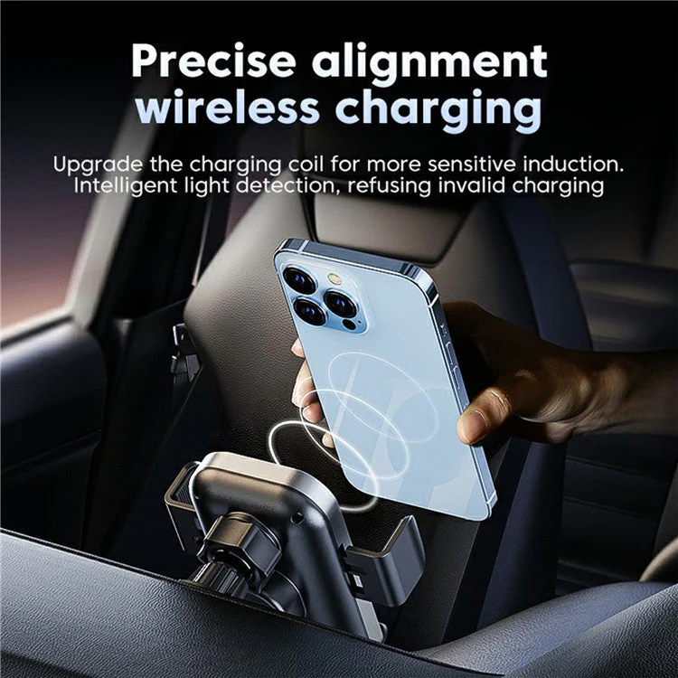 X12 Car Air Vent Touch Sensing Wireless Phone Charger Mount Cell Phone Bracket - Silver - Image 6