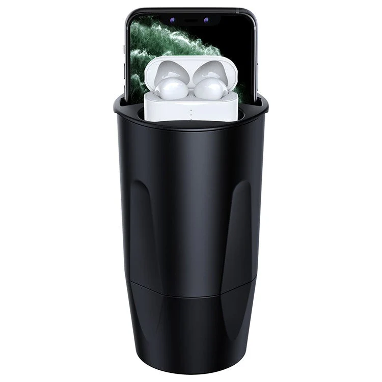 X13A 15W Car Wireless Charging Cup 4-in-1 Car Charger Stand Portable Mobile Phone Earphone Fast Charger - Image 2