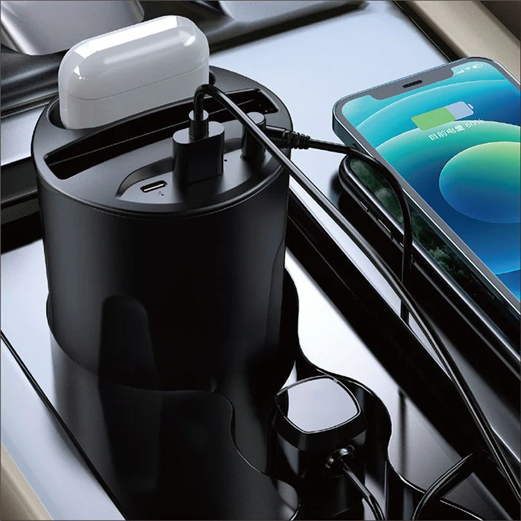 X13A 15W Car Wireless Charging Cup 4-in-1 Car Charger Stand Portable Mobile Phone Earphone Fast Charger - Image 7