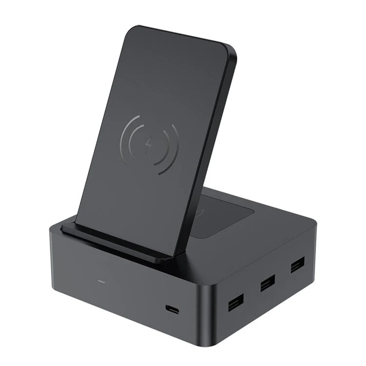 XDL-WA10 6 in 1 Wireless Charger Dock Station [with 3 USB Ports + 1 USB-C Port] for iPhone Samsung Huawei - EU Plug - Image 4