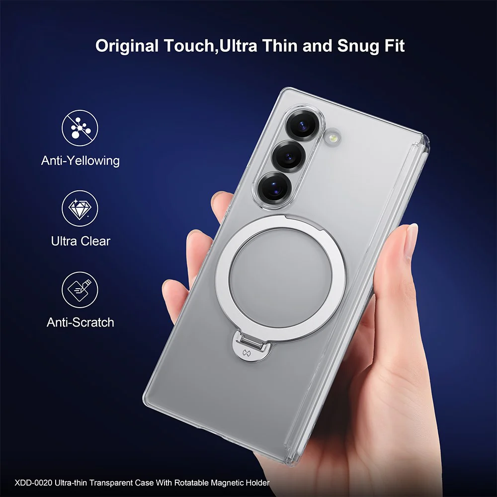 XUNDD For Samsung Galaxy Z Fold7 5G Case Compatible with MagSafe Kickstand PC Cover with Tempered Glass - Image 5