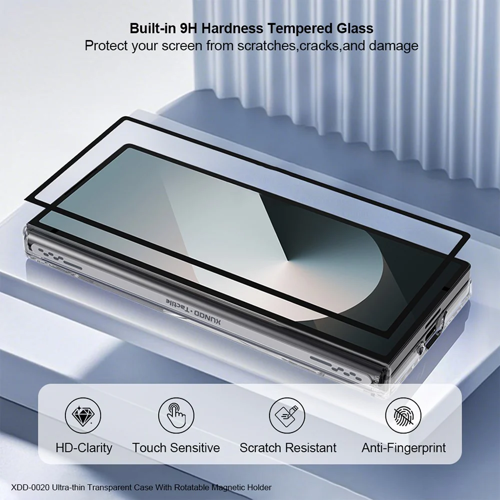 XUNDD For Samsung Galaxy Z Fold7 5G Case Compatible with MagSafe Kickstand PC Cover with Tempered Glass - Image 6