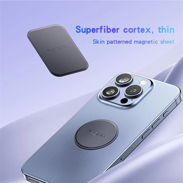 YESIDO C207 2PCS Leather Texture Alloy Sheet Self-Adhesive Phone Back Adapter for Magnetic Wireless Charger - Image 2