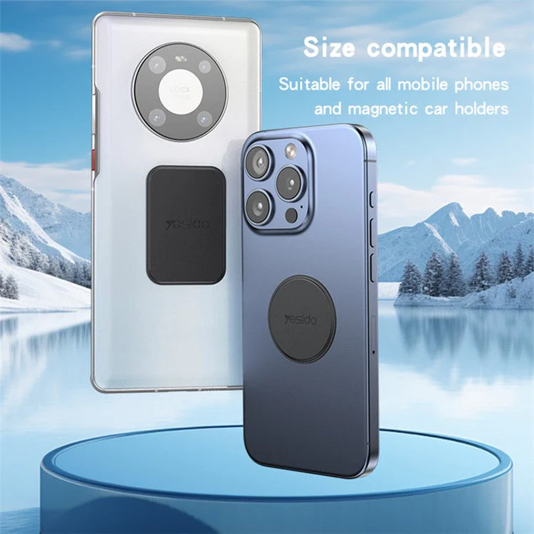 YESIDO C207 2PCS Leather Texture Alloy Sheet Self-Adhesive Phone Back Adapter for Magnetic Wireless Charger - Image 6