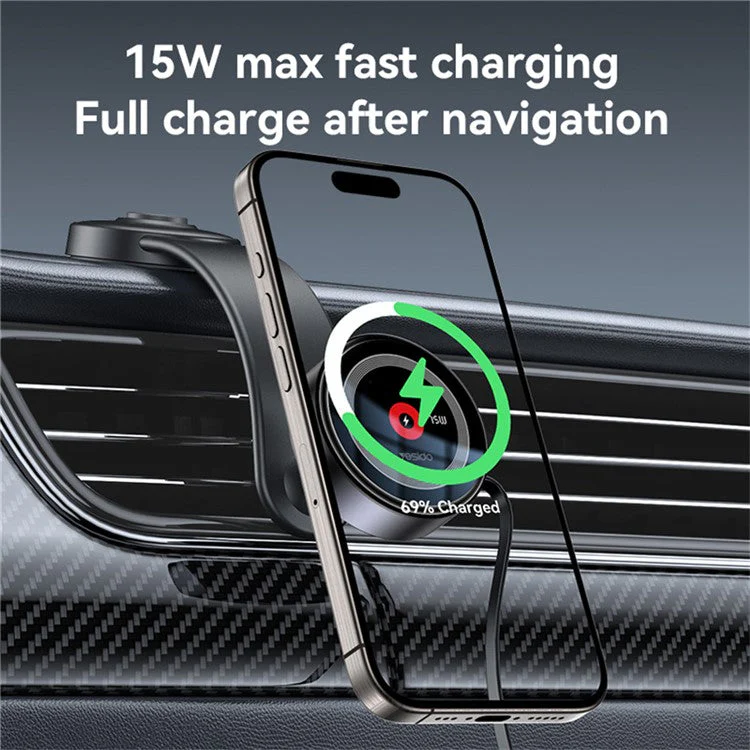 YESIDO C314 Retractable Magnetic Wireless Charger 15W Fast Charging 360° Rotatable Stand Flexible Suction Cup - Image 3