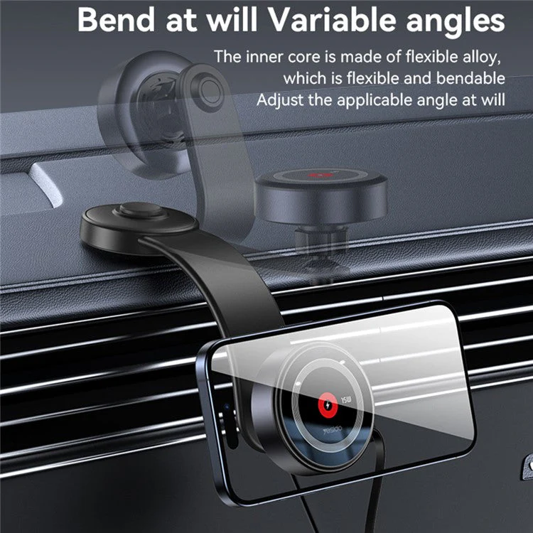 YESIDO C314 Retractable Magnetic Wireless Charger 15W Fast Charging 360° Rotatable Stand Flexible Suction Cup - Image 8