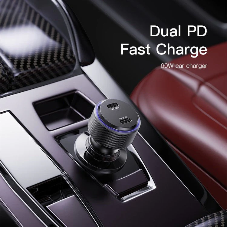 YESIDO Y48 60W High Power Fast Charging Car Charger Dual Output Phone Charger Adapter - Image 2