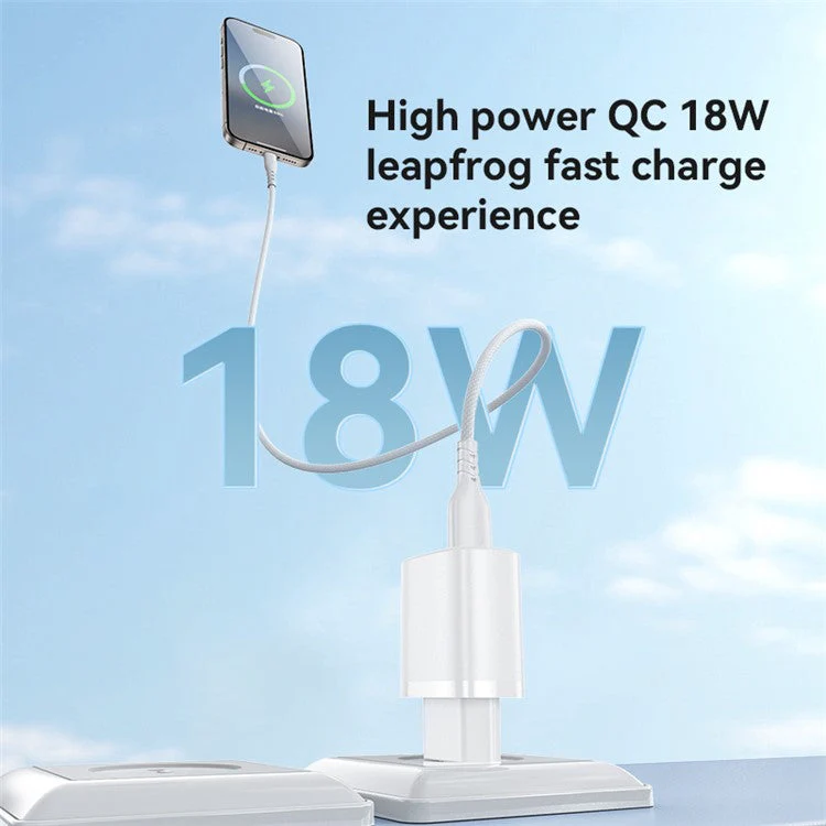 YESIDO YC66C EU Plug Single USB Port Wall Charger 18W Phone Tablet Fast Charging Adapter with Cable - Image 3