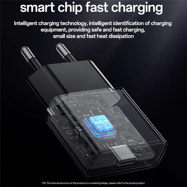 YESIDO YC74 Ultra-Thin 30W Fast Charger Type-C Port Power Adapter, EU Plug - Image 6