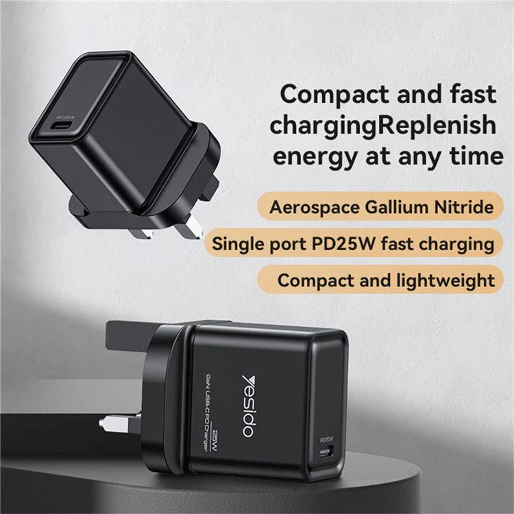 YESIDO YC81 GaN 25W Phone Charger Type-C Port Power Adapter - Image 2