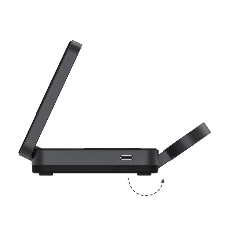 YF-M27 Qi2 Certified 3-in-1 15W Magnetic Wireless Charger with Aluminum Alloy Frame for Earbuds / Apple Watch / iPhone - Black - Image 2
