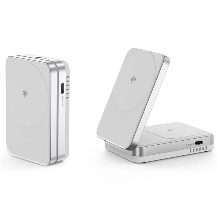 YF-M29 Qi2 Certified 2-in-1 15W Magnetic Wireless Charger with Aluminum Alloy Frame for Earbuds  /  iPhone - White - Image 3