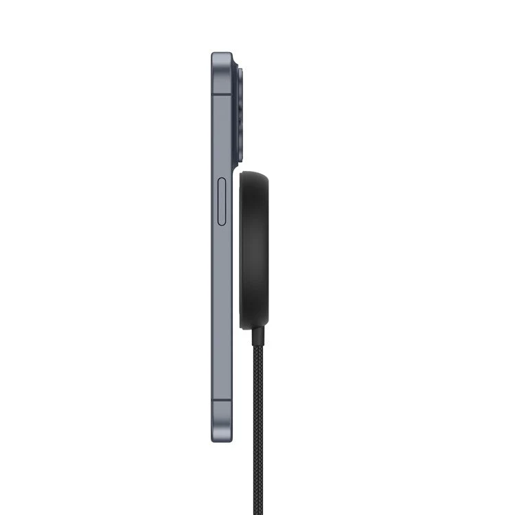 YF-M3C For iPhone 15-12 Qi2 Certified Aluminum Alloy 15W Max Magnetic Wireless Charger Pad with Bracket - Black - Image 4