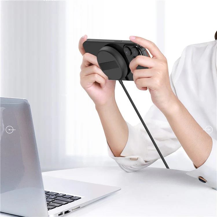 YF-M3C For iPhone 15-12 Qi2 Certified Aluminum Alloy 15W Max Magnetic Wireless Charger Pad with Bracket - Black - Image 7