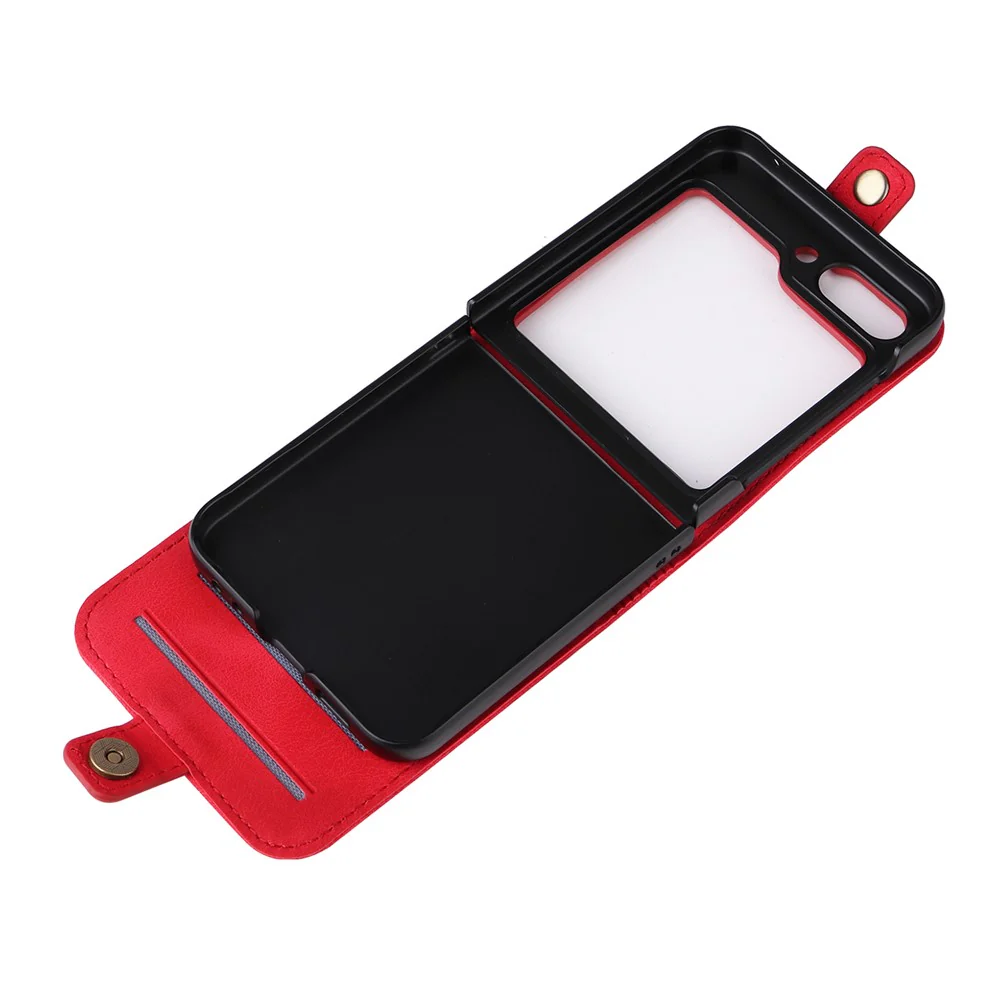 YIKATU YK-002 For Samsung Galaxy Z Flip7 FE 5G / Z Flip6 5G Case PU Leather Card Holder Phone Cover - Red - Image 7