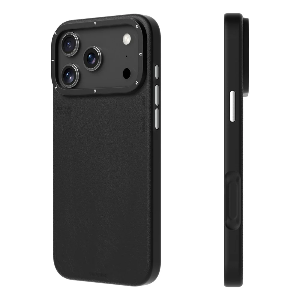YOUNGKIT For iPhone 17 Pro Max Case Compatible with MagSafe PU Leather + PC Phone Cover - Black - Image 3