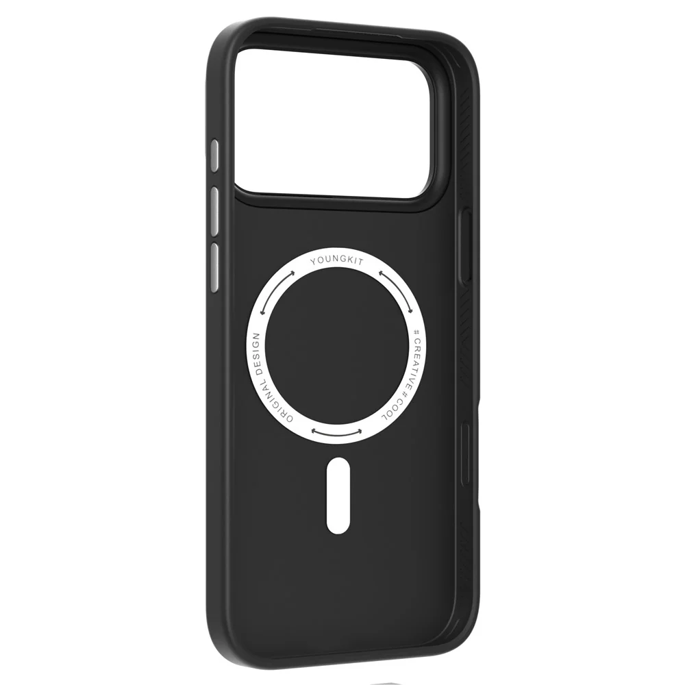 YOUNGKIT For iPhone 17 Pro Max Case Compatible with MagSafe PU Leather + PC Phone Cover - Black - Image 4