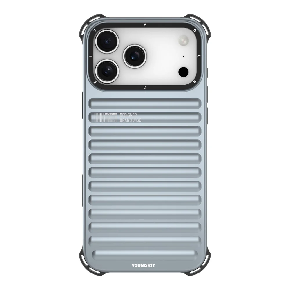 YOUNGKIT For iPhone 17 Pro Max Case Compatible with MagSafe Suitcase Texture IMD TPU Phone Cover - Sky Blue - Image 2