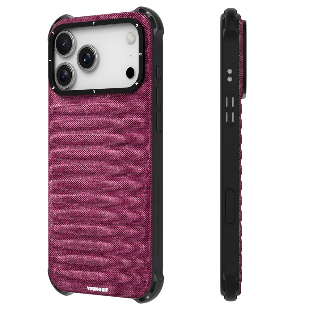 YOUNGKIT For iPhone 17 Pro Max Magnetic Case Jeans Cloth Texture TPU Canvas Phone Back Cover - Brown - Image 3