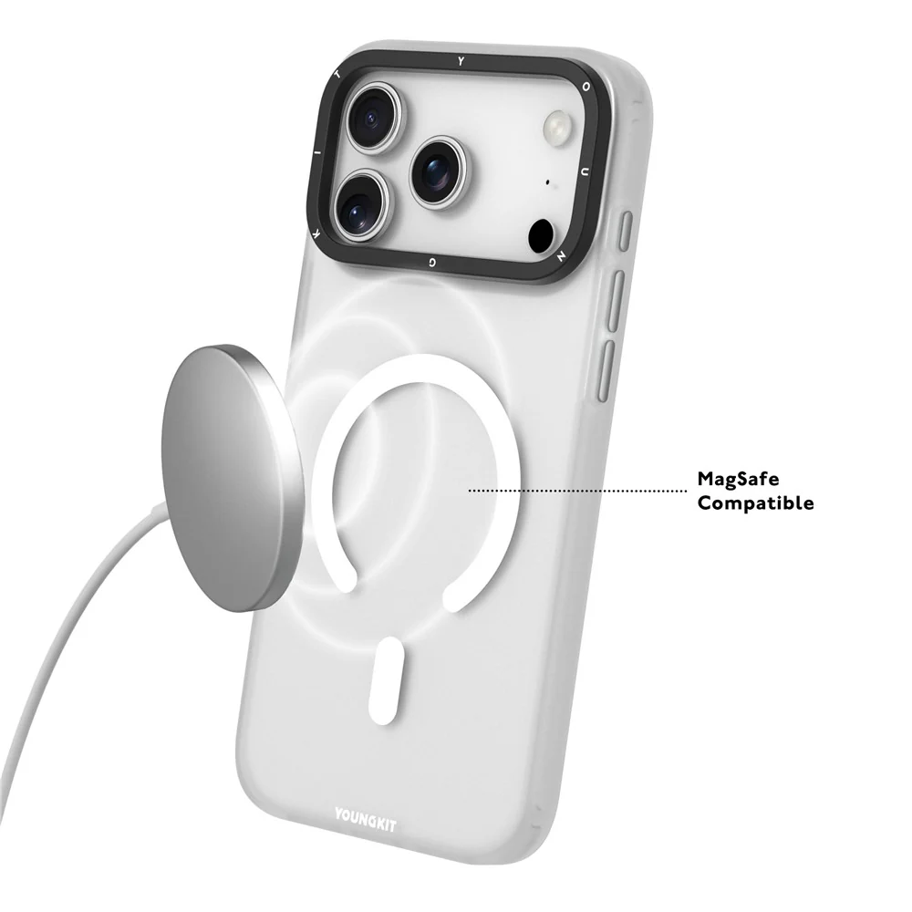YOUNGKIT For iPhone 17 Pro Max Matte Case Compatible with MagSafe PET TPU Phone Cover - White - Image 5