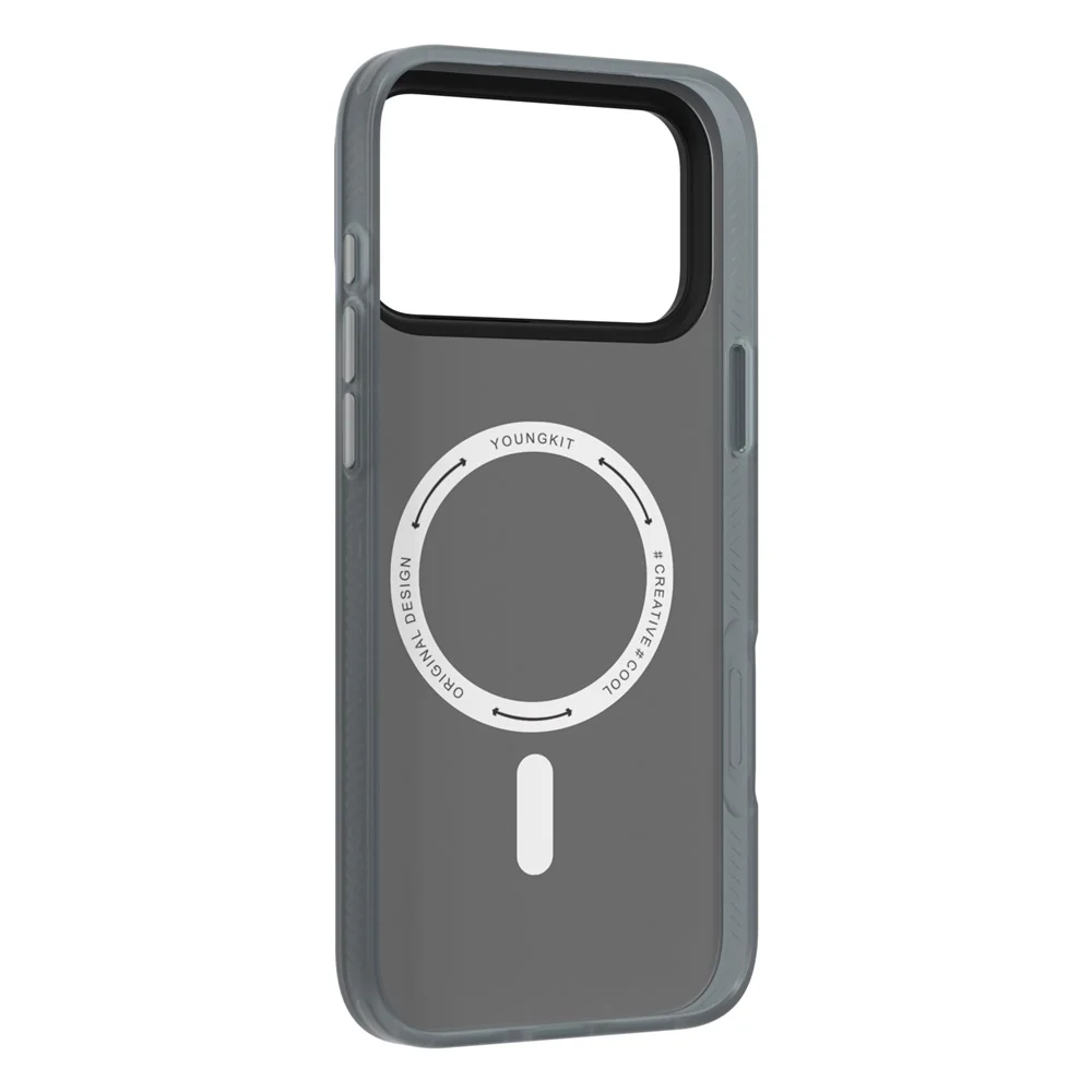 YOUNGKIT Technology Series for iPhone 17 Pro Max Magnetic Case Hard PC IMD Phone Cover - Ghost Grey - Image 4