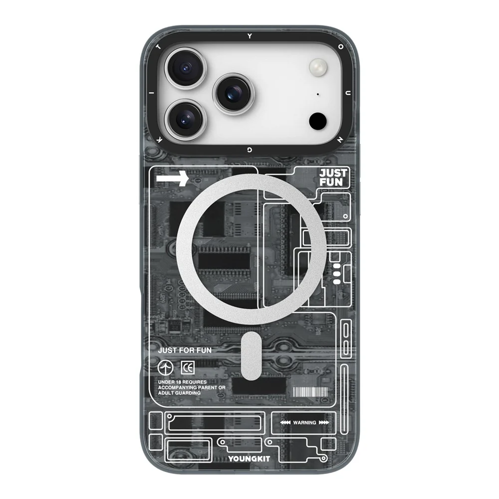 YOUNGKIT Technology Series for iPhone 17 Pro Max Magnetic Case Hard PC IMD Phone Cover - Technology Black - Image 2