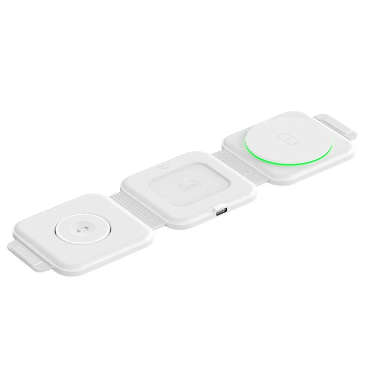 Z12 Folding Magnetic Wireless Charger 3-in-1 Charging Pad for iPhone 14 / Apple Watch / Airpods Pro (CE Certified) - White - Image 2